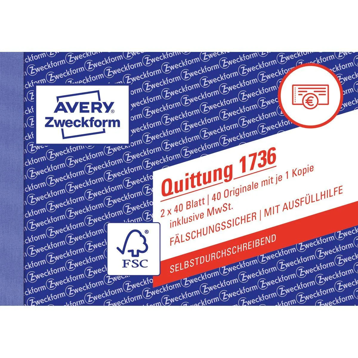 AVERY Zweckformquittung A6,2x40 Blatt – Detailansicht 1