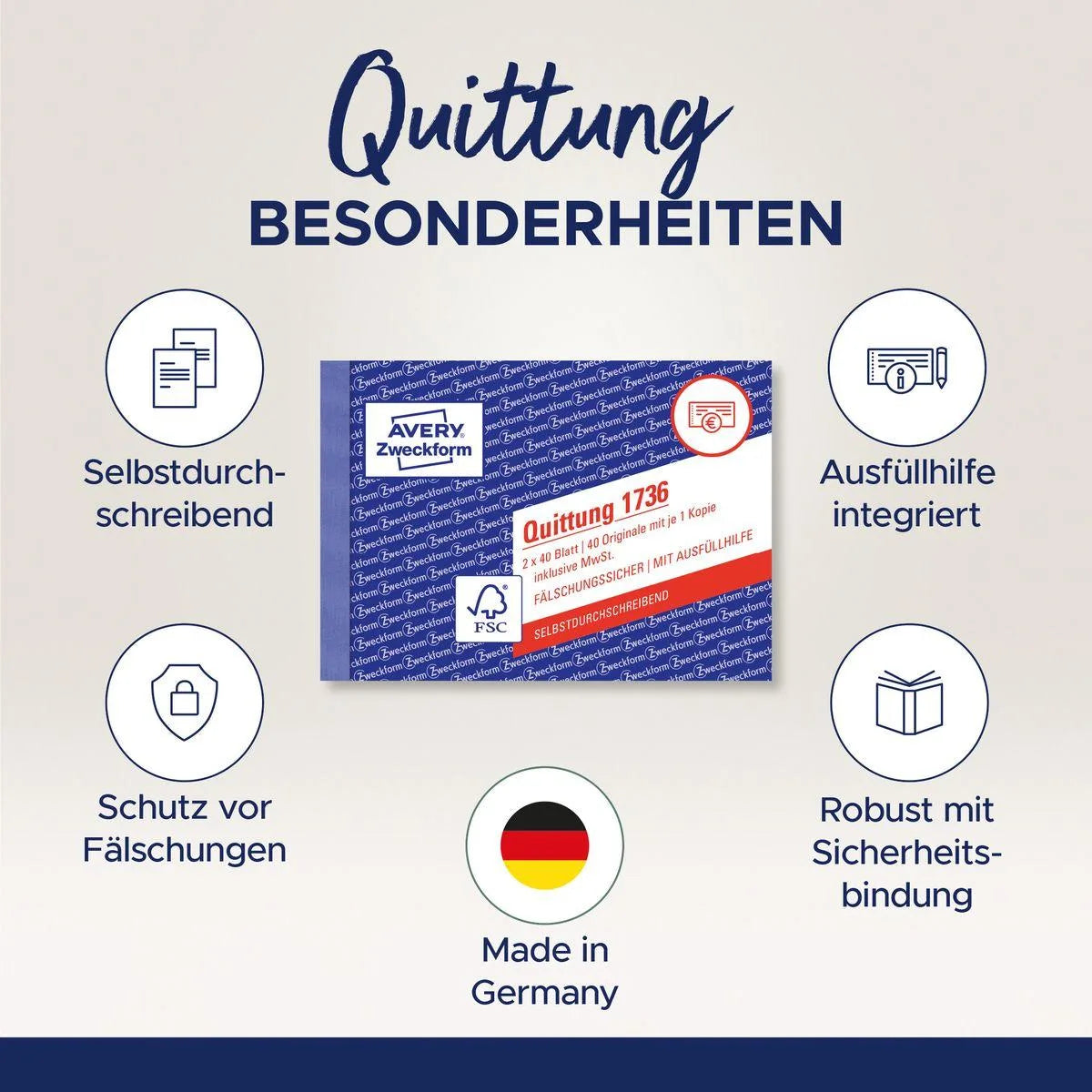 AVERY Zweckformquittung A6,2x40 Blatt – Detailansicht 6