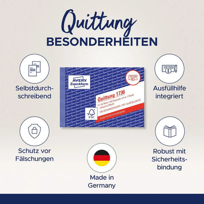 AVERY Zweckformquittung A6,2x40 Blatt – Detailansicht 6