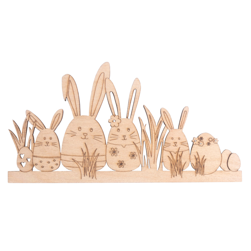 Holzleiste Osterhasen, FSC Mix Credit, natur, 14,2x7,4cm, SB-Btl. 1Stück — Bild 1