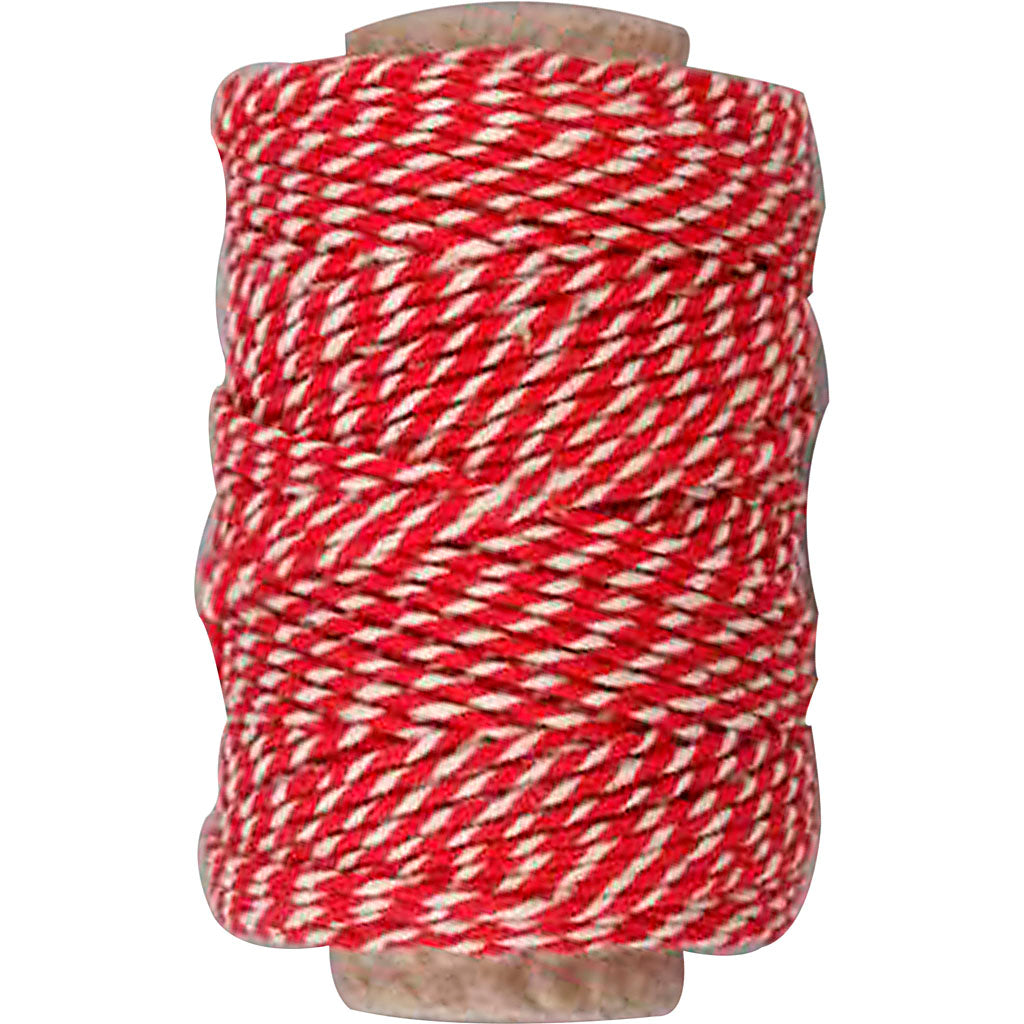 Jutegarn, Dicke 1,1 mm, 50 m ,rot/weiß